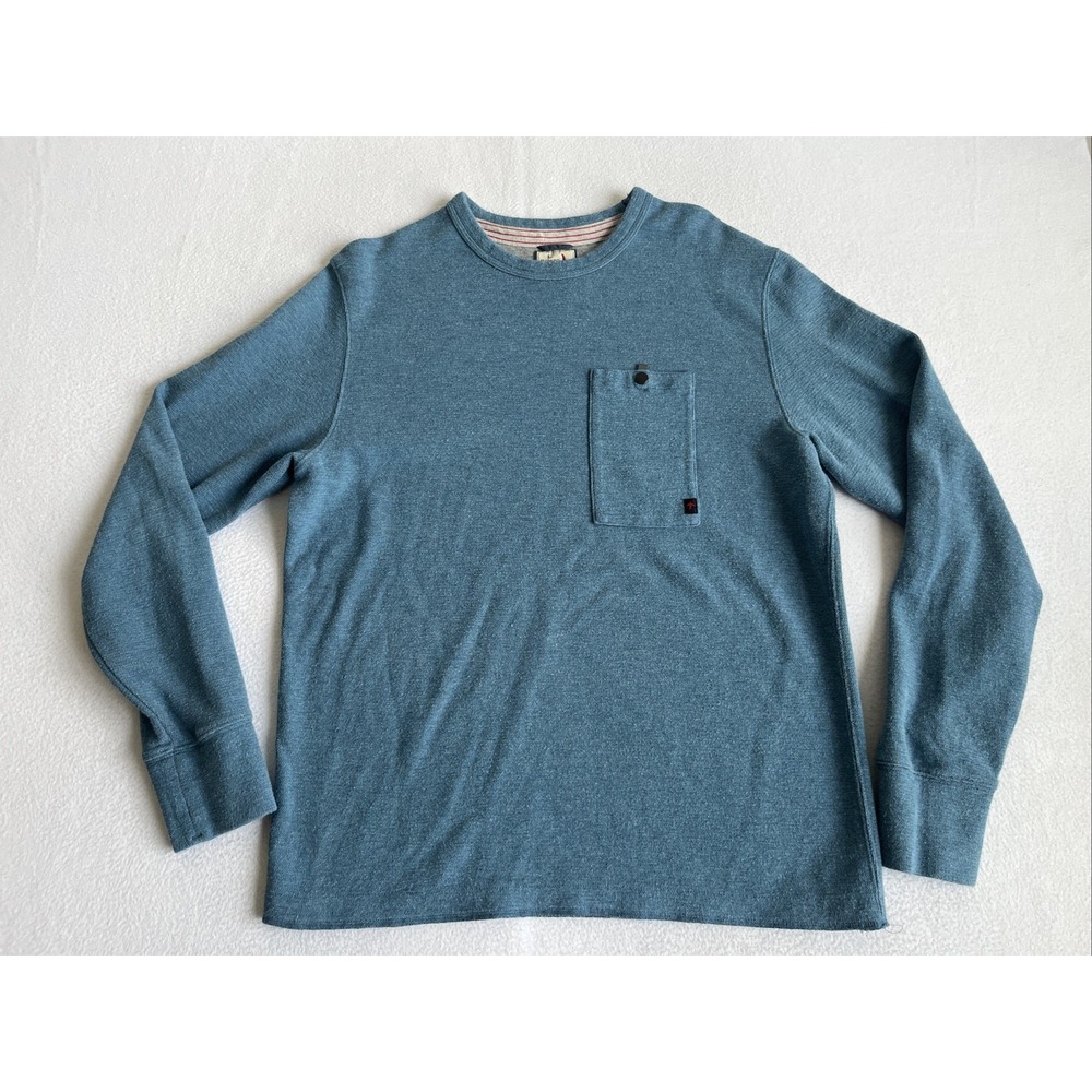 Relwen Sweatshirt Long Sleeve Blue Cotton Crewneck Sweater Pocket Mens Size L